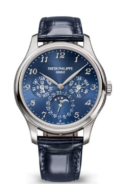 Patek Philippe Perpetual Calendar Watch 5327G-001 Sunrise Blue with White Gold Applied Breguet Numerals and White Gold Leaf Hands