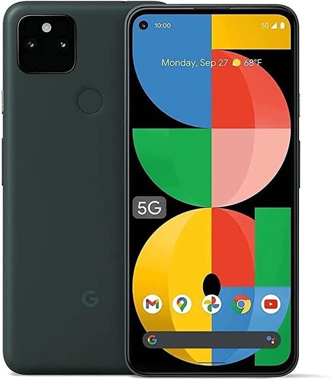 Google Pixel 5a with 5G (128GB, 6GB) 6.3-inch OLED, Snapdragon 765G, 4K dual camera, IP67 waterproof, Volte fully unlocked (GSM+CDMA, global US model) (with fast car charger, mostly black)