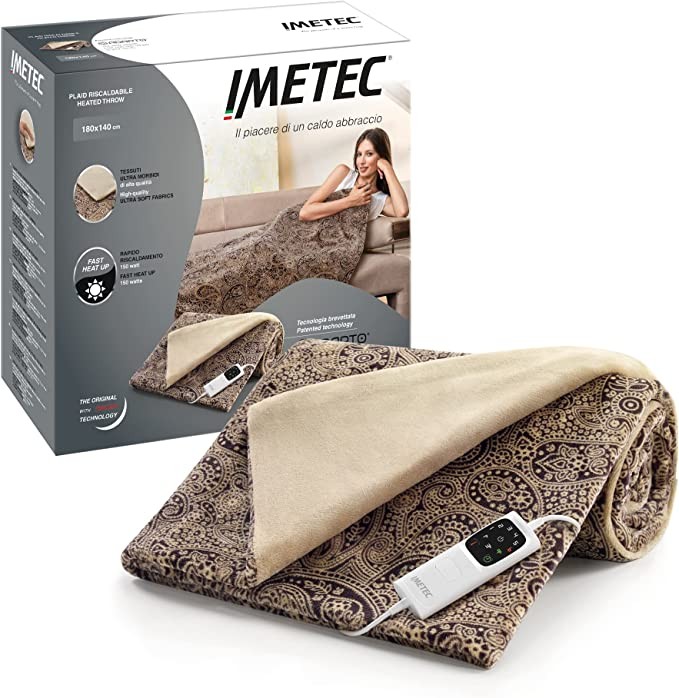 Imetec Adapto Velvet Jaquard electric blanket, 140x180cm, made of soft fabric with Adapto technology and * system, fast heating, 6 temperatures, machine washable