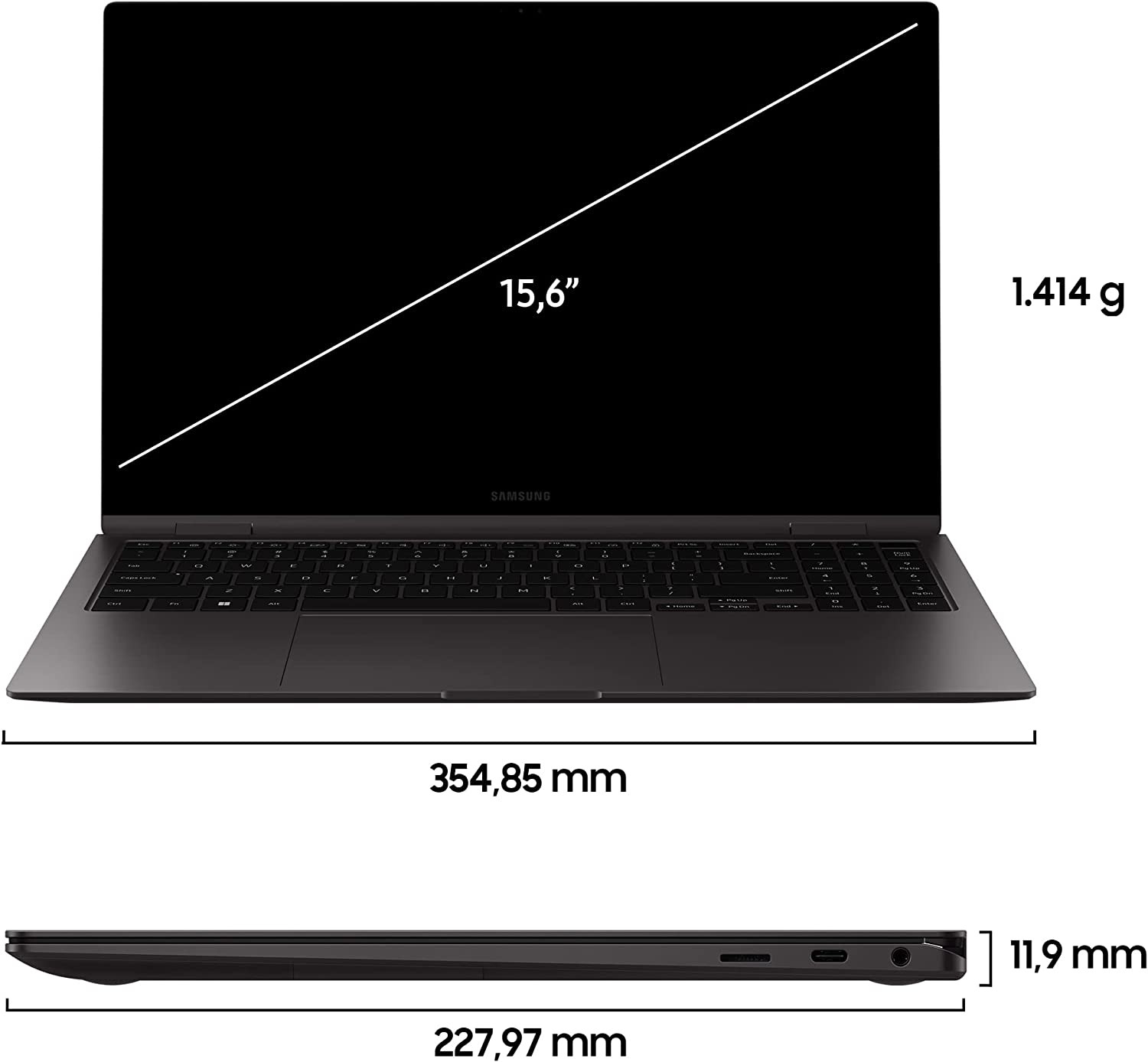 Samsung Samsung Galaxy Book2 Pro 360 39.62 cm (15.6 inches) notebook (Intel Core i7, 16 GB RAM, 512 GB SSD, Windows 11 Home Edition) includes a 36-month warranty [Amazon*], graphite